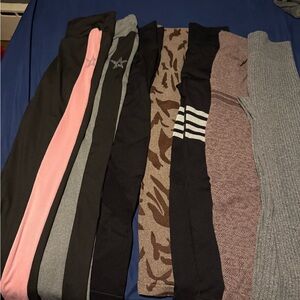 7 Stylish Women's Leggings Set - Black, Pink, Gray, Brown